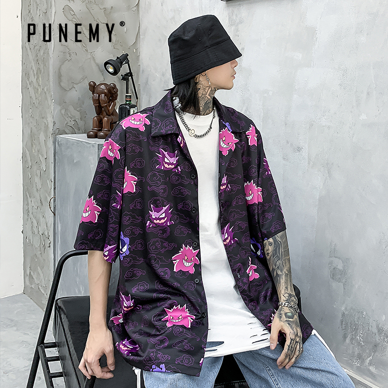 

2021 New t Shirt Men Gengar Funny Top Tees 100% Cotton Breasted Summer Tshirt Hip Hop Streetwear Harajuku Men's T-shirt 8gr8, White