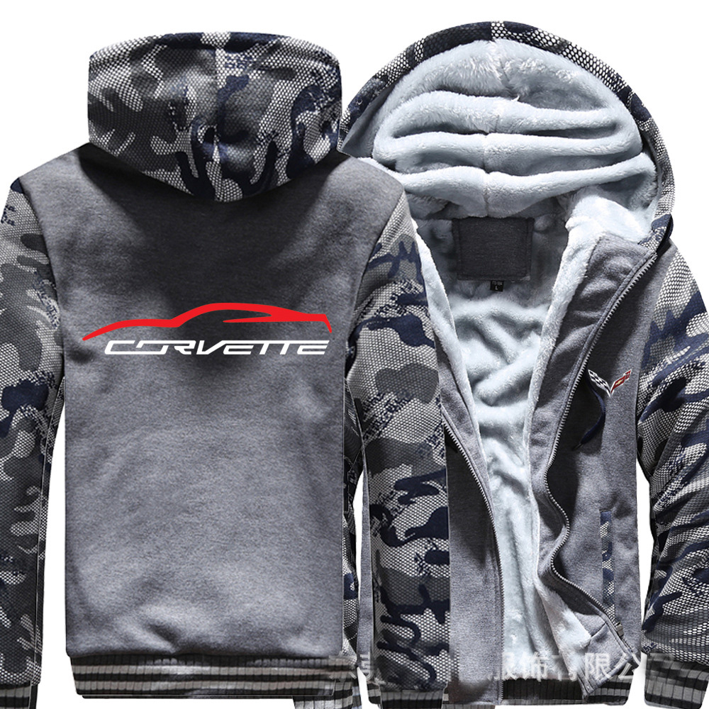 

Corvette Winter Jacket Men's Cotton Warm Hoodies Casual sweatshirt Male Thicken coats Sweatshirt top Hoodie size M~5XL, Black;brown