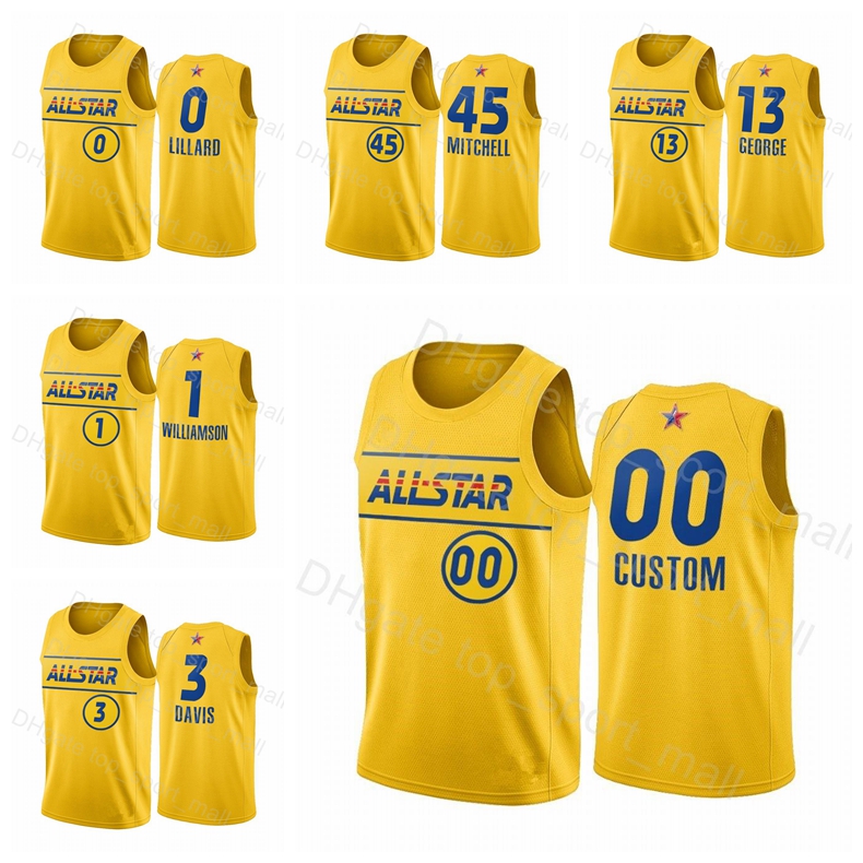 

Basketball All-Star Jersey 2021 Stephen Curry LeBron Nikola James Luka Doncic Kawhi Leonard Damian Lillard Devin Booker Donovan Mitchell Men, Black;red