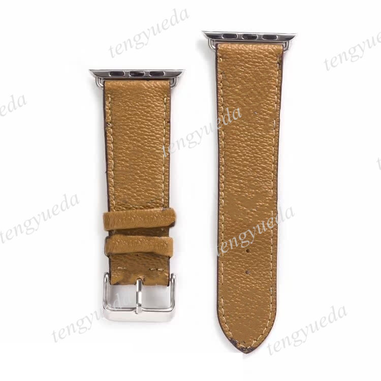 

Top Fashion Designer Smart Straps for watches Series 1 2 3 4 5 6 High Quality Leather Print Pattern Watch Belt Bands Deluxe Wristband Watchbands