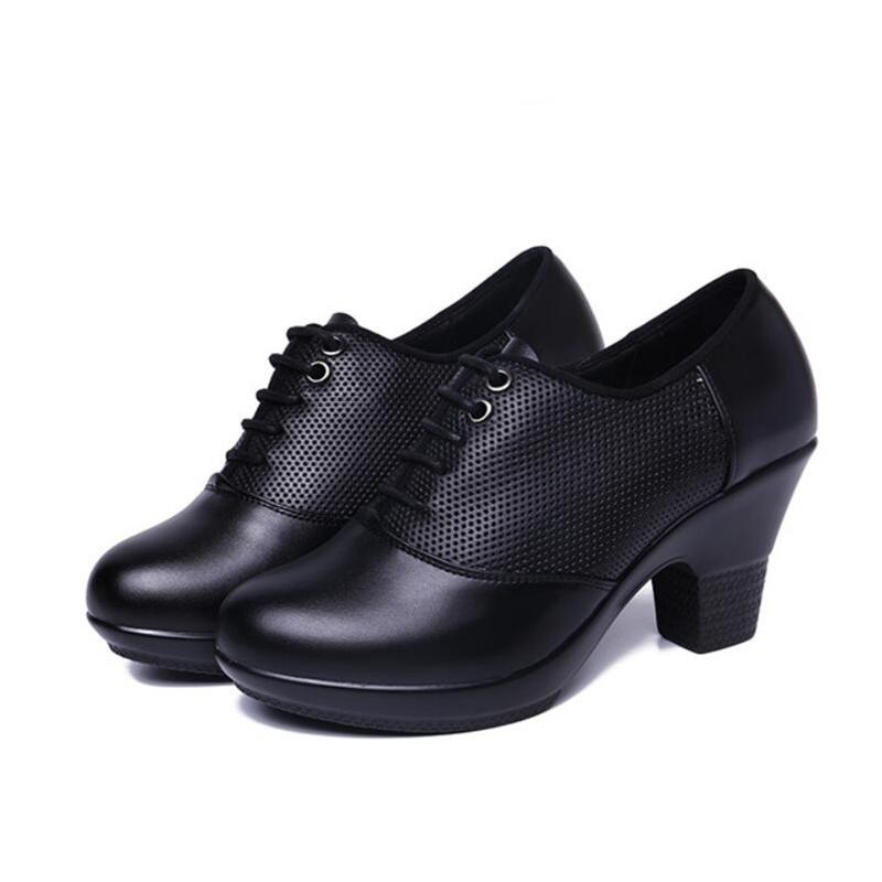 

Round Toe Split Leather Dance Shoes Big Size Platform Shoes Women Pumps Ladies Wedding Bride High Heels Red Block Heels, Blacksliver 7cm