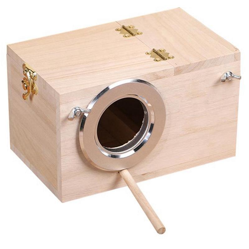 

Bird Parrot Holder Wooden Nesting Organizer Clear View Window House Cages