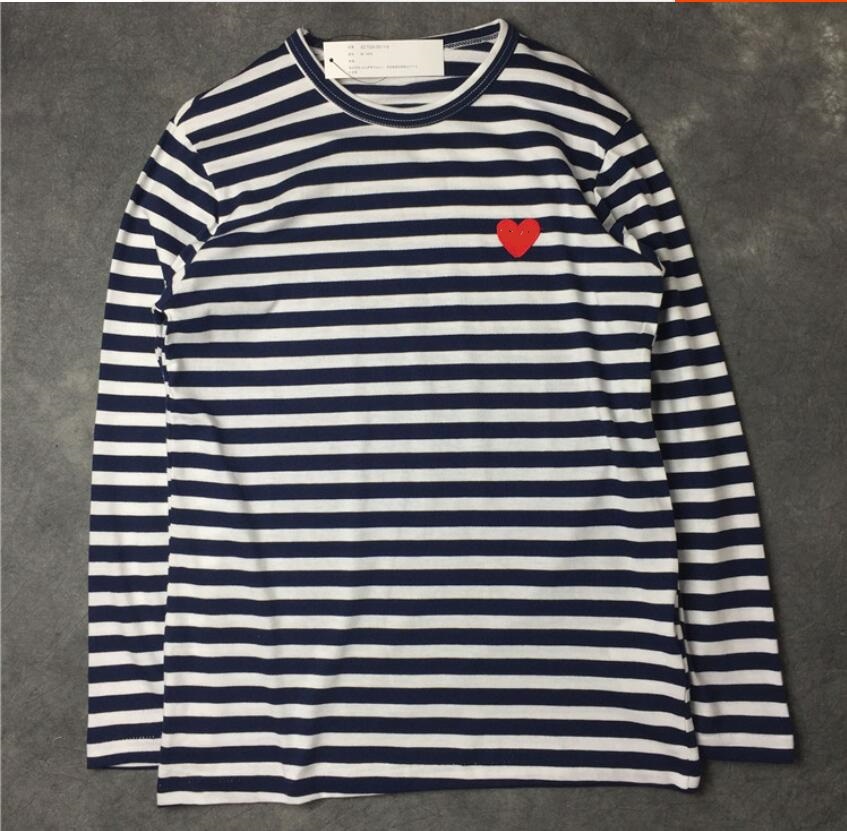 

13 Color Men's T-Shirts Long Sleeve Cotton Play Sweatshirt Commes embroidery Red Heart Des Hip Hop Garcons Men Streetwear Causal Base Shirt Mens Clothing Tops tee