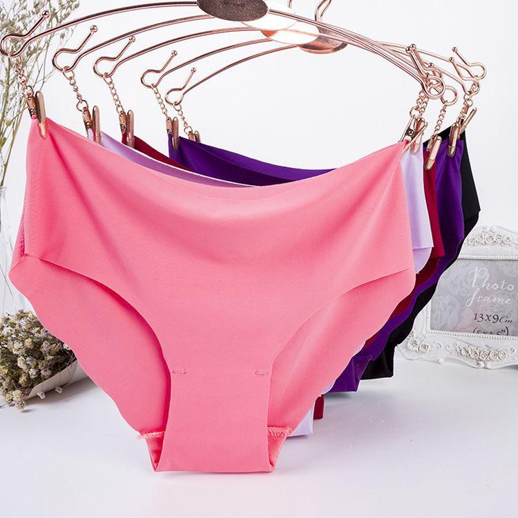 

Women's Panties Seamless Panty Set Underwear Slip Silk Plain Color Lady Ruffle Underpants Women Sexy Lingerie Low-rise Briefs, See chart