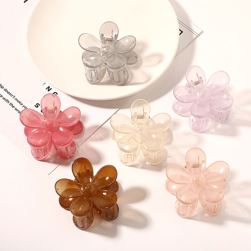 

Fashion Transparent Jelly Flower Hair Claws Plastic Hair Clips Clamps Hairdressing Tool Hair Accessories for Women party