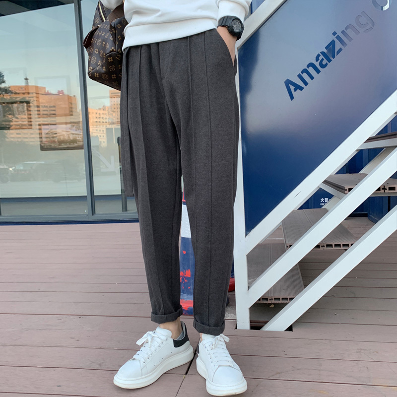 

New Moda 2021 Grosso Inverno Quente l Dos Homens Vestido Casuais Simples Todos Os Jogo Slido Reto Calas De Escritrio Formal Wear 47w2, Gray