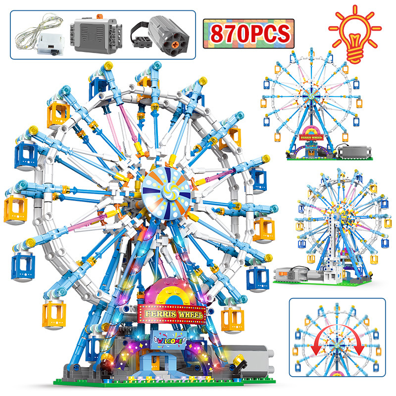 

Creator Ideas XB18023 Building Blocks Ferris Wheel Electric with Motor and Light Toy Model Bricks Kit Model Toys for Kids Gifts Adult