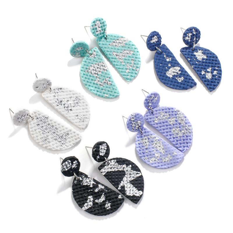 

Dangle & Chandelier AENSOA Tin Foil Polymer Clay Earrings Statement Semicircle Drop Fashion Pendant Women Jewelry Gift 2021
