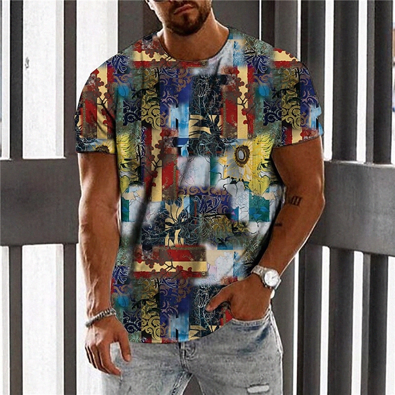Men's Unisex T shirt 3D Print Plants Graphic Prints Crew Neck Daily Holiday Print Short Sleeve Tops Casual Designer Big and Tall Blue L177#