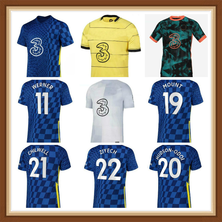 

CFC soccer jersey PULISIC ZIYECH HAVERTZ KANTE WERNER ABRAHAM CHILWELL MOUNT JORGINHO 2021 2022 GIROUD football shirt 20 21 22 home away thrid fourth men + kids kit, Multi