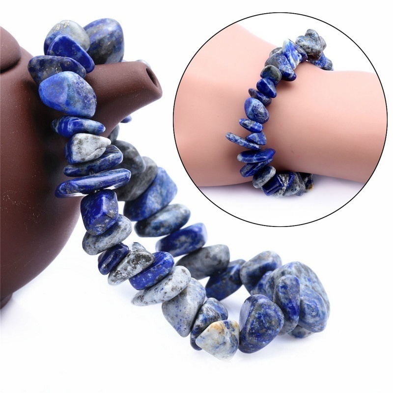 

Natural Stone 7 Chakra Bangle Crystal Chip Irregular Gravel Strand Bracelet for Women Reiki Healing Girl Jewelry(8-15MM), Black