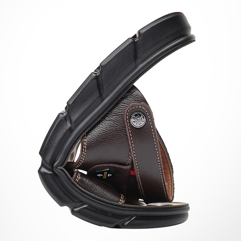 

sandals men of leather will see slippers in the open air breathable beach flip flops shoes indoor fashion slides man flat sandals f0oy, Black