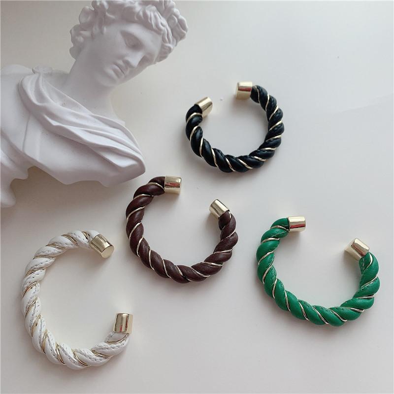

Bangle Minar Punk Hip Hop Twisted Metal Leather Bracelet Vintage Colorful Twist Open For Women Mujer Statement Party Jewellery