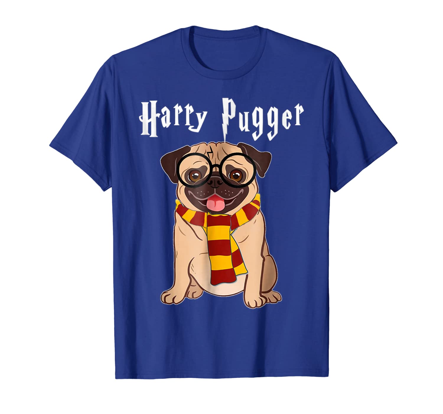 

Funny Harry Pugger Magic Wizard Pug T-Shirt Pug Dog Gift, White;black