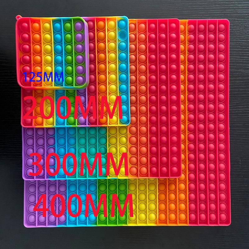 

400mm Super BIG SIZE Fidget Toys Rainbow Square Push Bubble Figet Sensory Squishy Jouet Pour Autiste Kids Gift