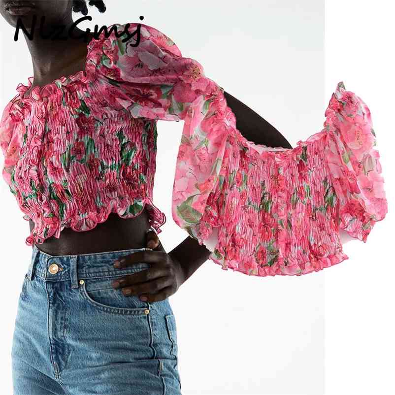 

Blouse Women Summer Fashion Ladies Half Puff Sleeve Squaer Collar TOPS Chic Girl Sterrt Wear 04 210628, As picture