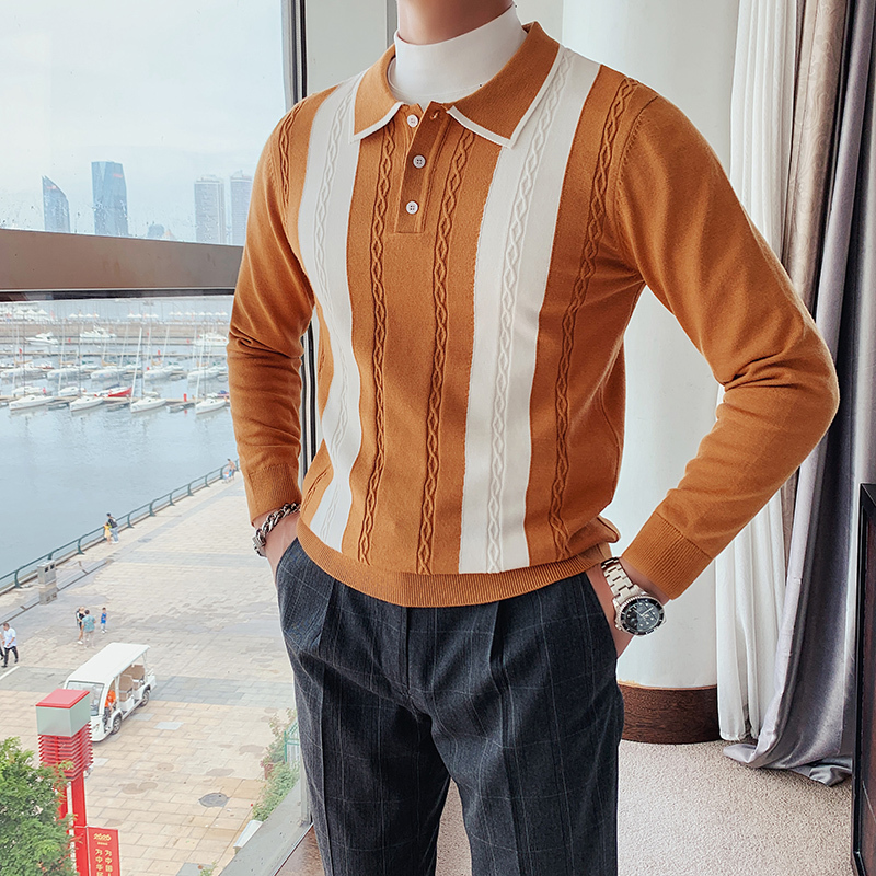 

2021 New Autumn Nightgown Fashions Men's Long-sleeve, Casual Man's Clothing Shirts Turn Down Collar Pullovers Ropa of Hombre Zsxr, Yellow