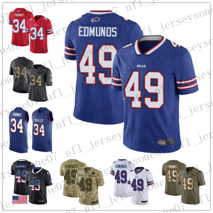 

Custom Mens women youth buffalo bills 34 Cole Beasley 49 Zay Jones Red white Football Limited Rush Jersey, Black