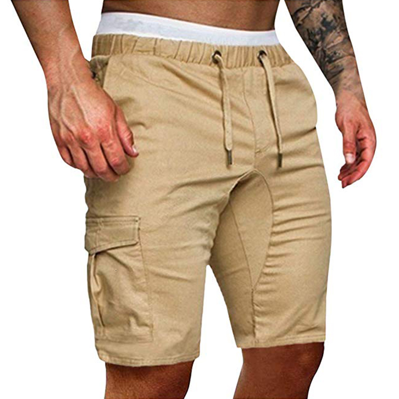 

2021 Men Sports Baggy Sweatpants Elastic Casual Pants Jogging Workout Strong Fitness Multipockets Cotton Streetwear Shorts Military J3n6, Light gray.