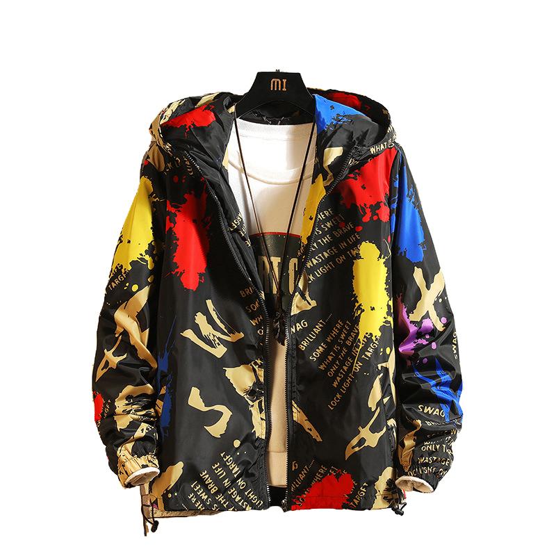 

Men's Jackets Varity Jacket Colorful Parkas Hooded Korean Fashion Japanese Style Trendy Handsome Student Outwear Windbreak, Black
