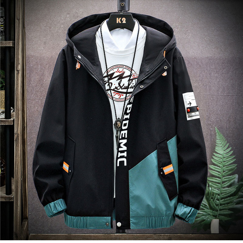 

New Fashion Spring Autumn 2021 Men Windbreaker Hooded Handsome Print Loose Casual Jacket Size M-4xl Dropshipping Jh2t, Ivory