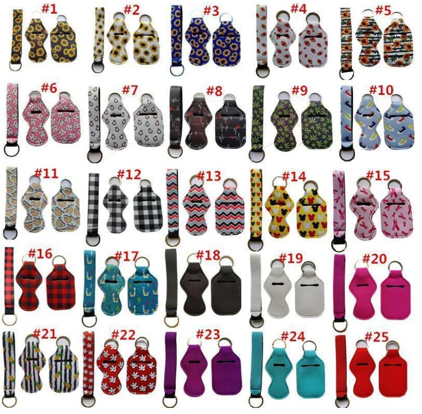 

3 Pieces Travel Keychain Holders Kits, Including 30ml Hand Sanitizer Holder Keychain, Wristlet Keychains Lanyard, Chapstick Holder for Tra