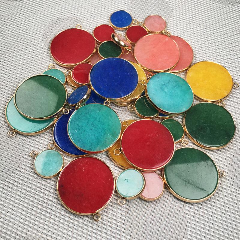 

Other Natural Stone Gem Disc Party Pendant Handmade Crafts DIY Cute Retro Necklace Sweater Chain Jewelry Accessories Gift Make 30x35mm
