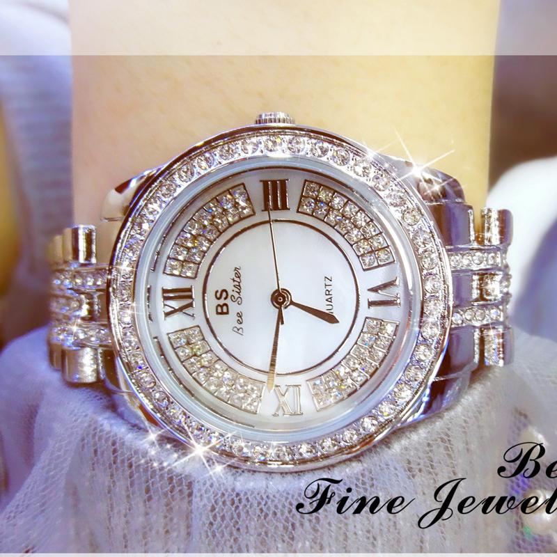 

Wristwatches DRESS DIAMOND LADIES WATCHES STYLISH RHINESTONE WOMEN WRISTWATCH CRYSTAL SLIVER WOMAN RELOGIO FEMININO, Gold