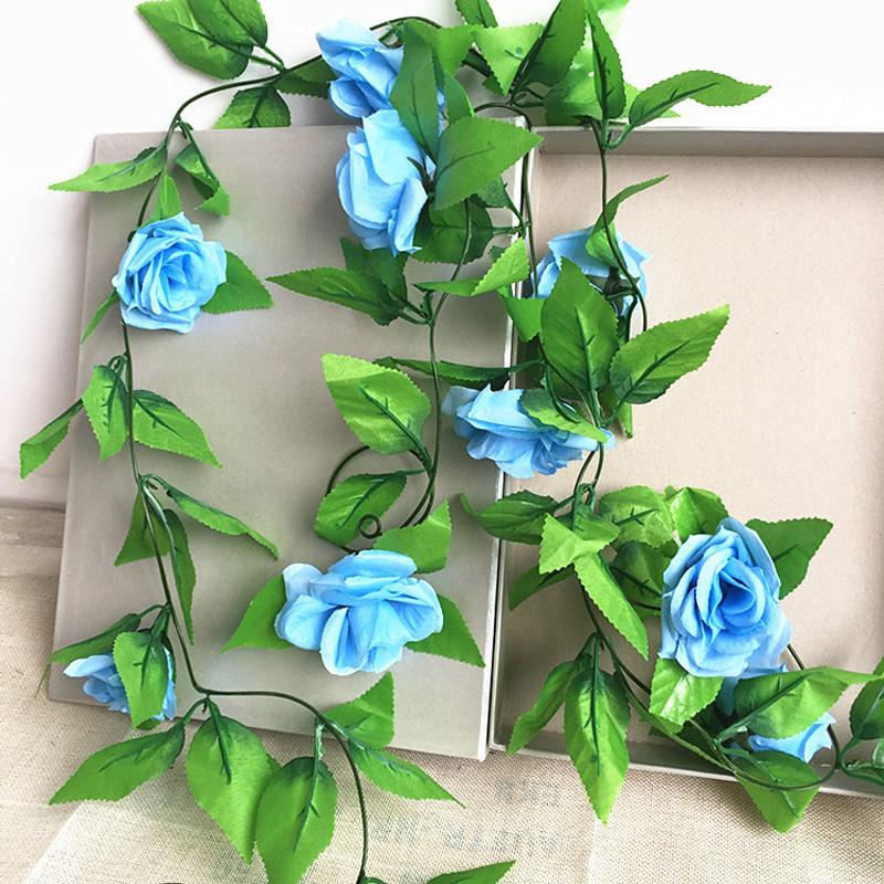

2Pcs Artificial Flowers Rose Floral Cane Wedding Party Home Decor 4 Color Smooth Exquisite Silk-Like Material Rose Floral Cane, Green