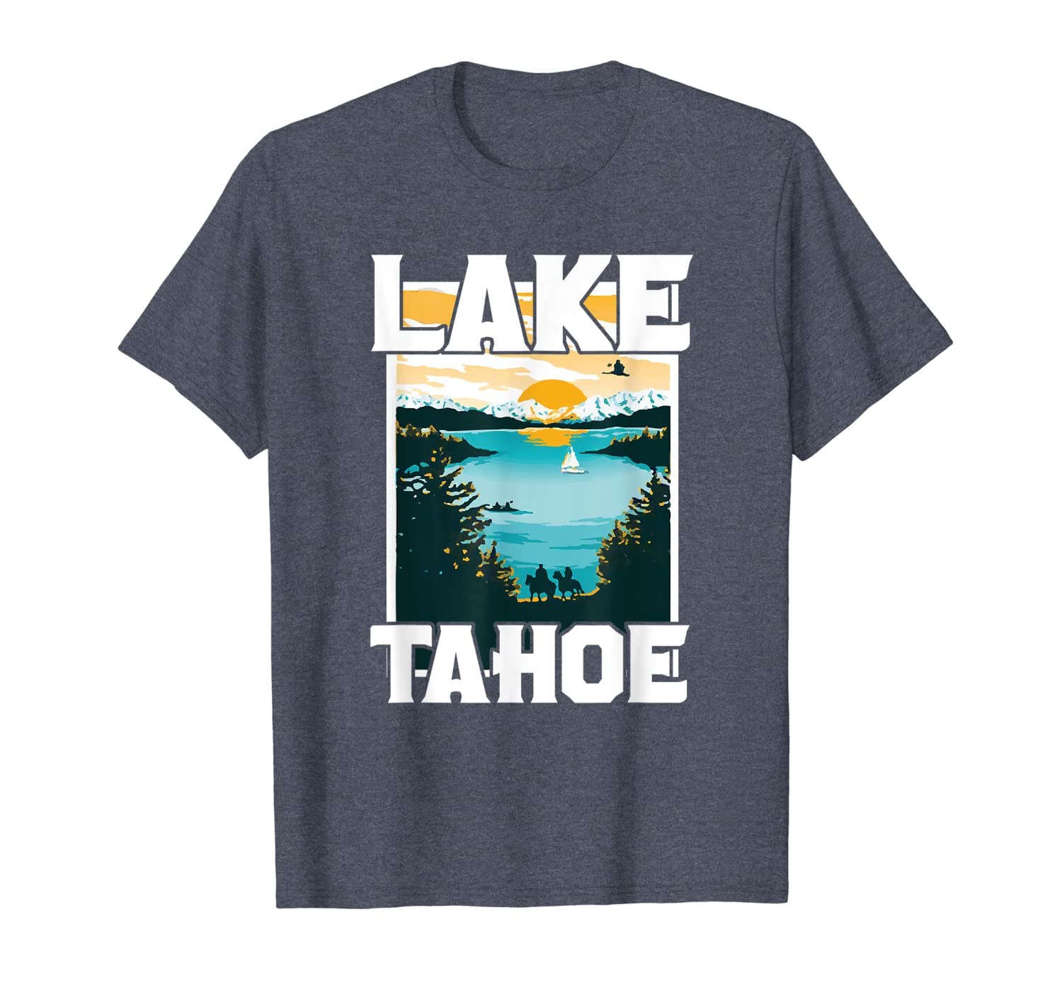 

lake tahoe california nevada souvenir t-shirt, White;black