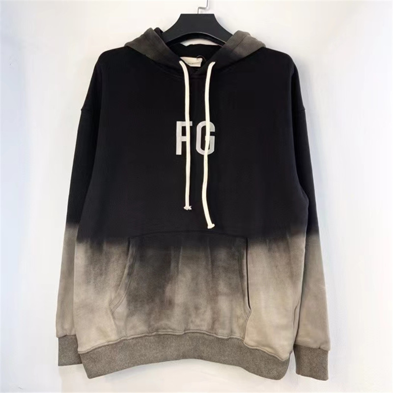 

2021 New Reflective Fg Essentials Hoodie Hoody Men Women 1:1 High Quality Gradient Tie-dye Pullover Embroidery Sweatshirts Zcrv