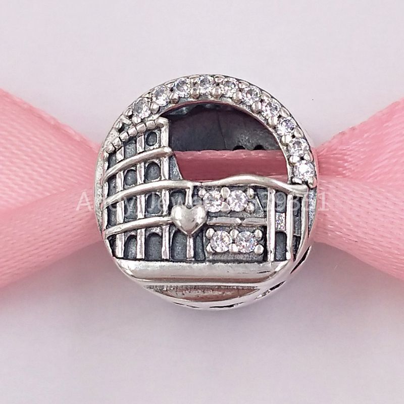

Authentic 925 Sterling Silver Beads Rome Colosseum Openwork Charm Charms Fits European Pandora Style Jewelry Bracelets & Necklace 798923C01, Black
