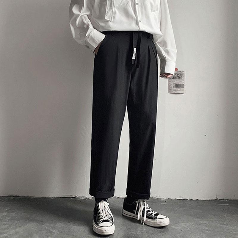 

Men' Pants Summer Simple Harajuku Fashion Brand Loose Fall Wide-leg Casual Trend Straight-leg, Black