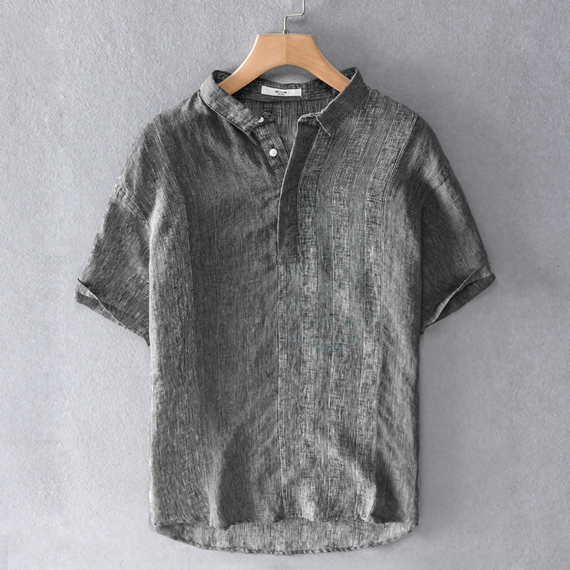 

2021 New Novo Estilo Itlia Marca De Linho Dos Vero Camisas Respirveis Para Homens Moda Casual Camisa Masculina Solta Topos Overhemd P75q, Khaki