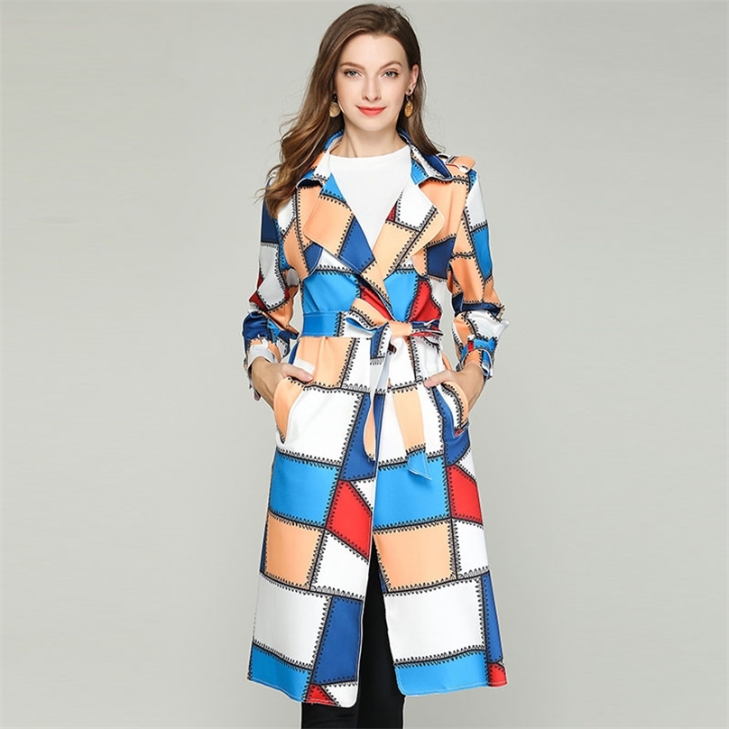 

Women's windbreaker mid-length Korean style slim slimming fashion casual color contrast jacket trend 211019, Brown