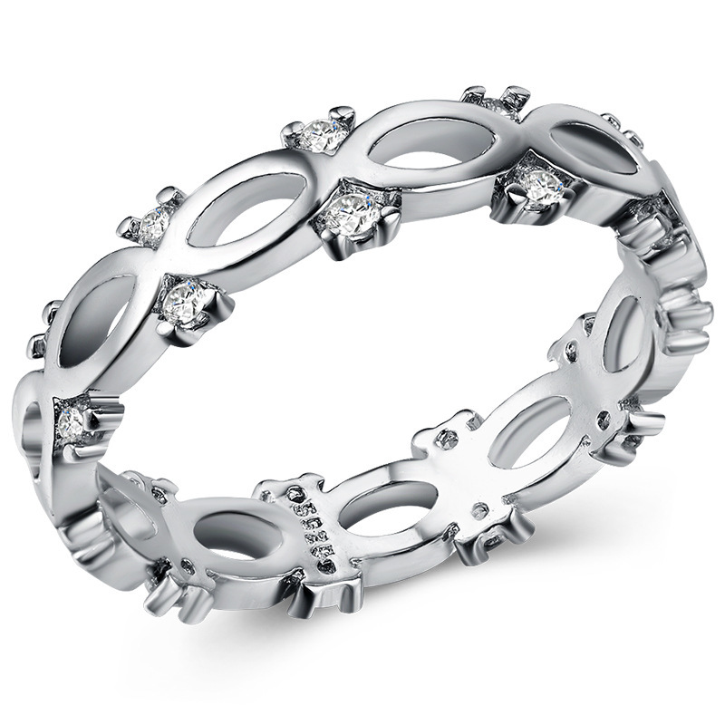 

Mens and womens RING fashion oval hollow zircon copper plated silver lady's Jewelry