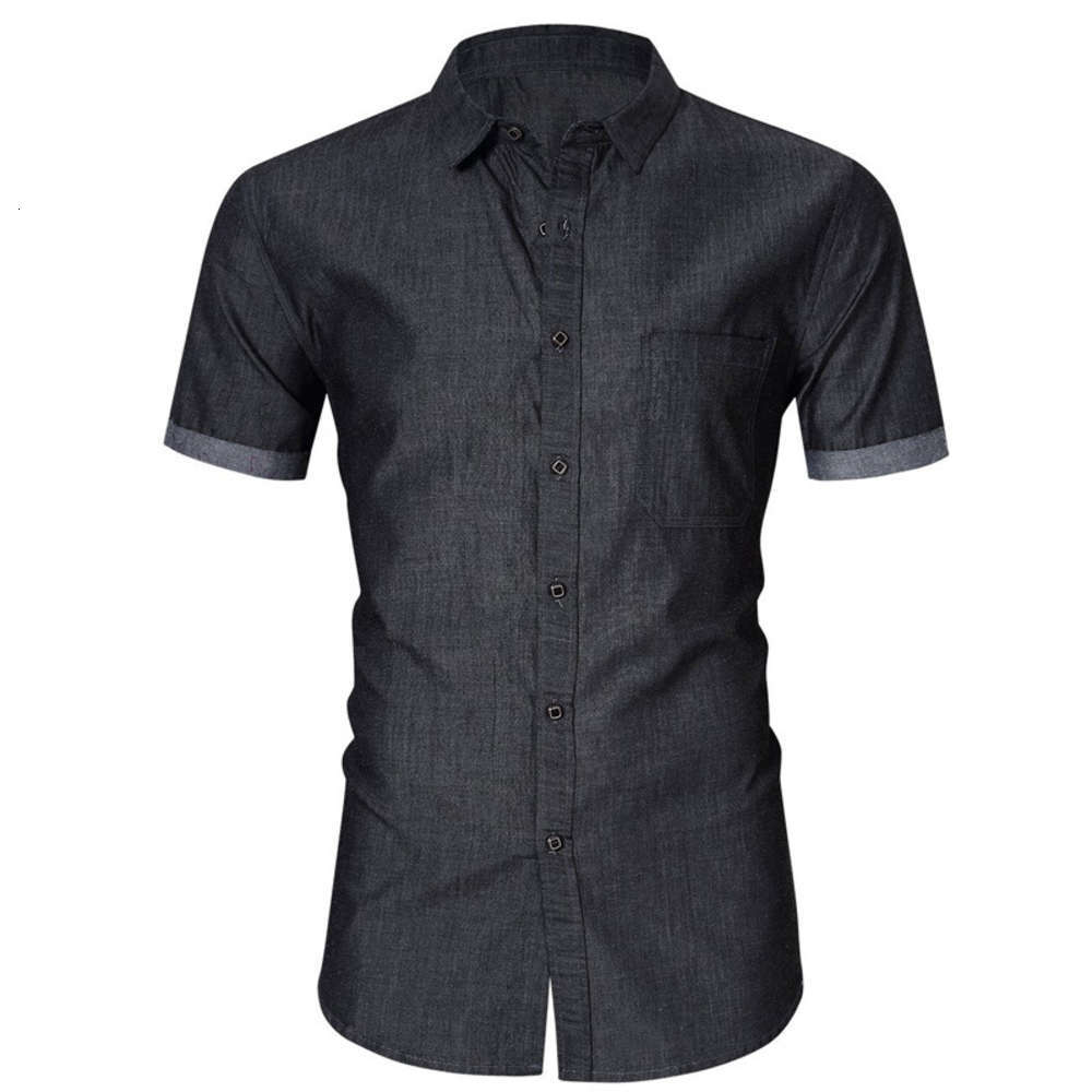 

Mens Short Sleeve Casual Shirt Men Social Business Dress Shirts Solid Color Lapel Single-breasted Short-sleeved Wild Shirt, White;black