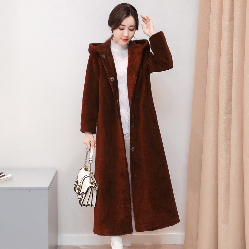 

2021 New Winter Fashion Warm Jacket Women Hooded Coat Female Thick Lamb Fur Coats Women's Long Jackets Chaqueta Mujer Wxf551 Nry4, Red