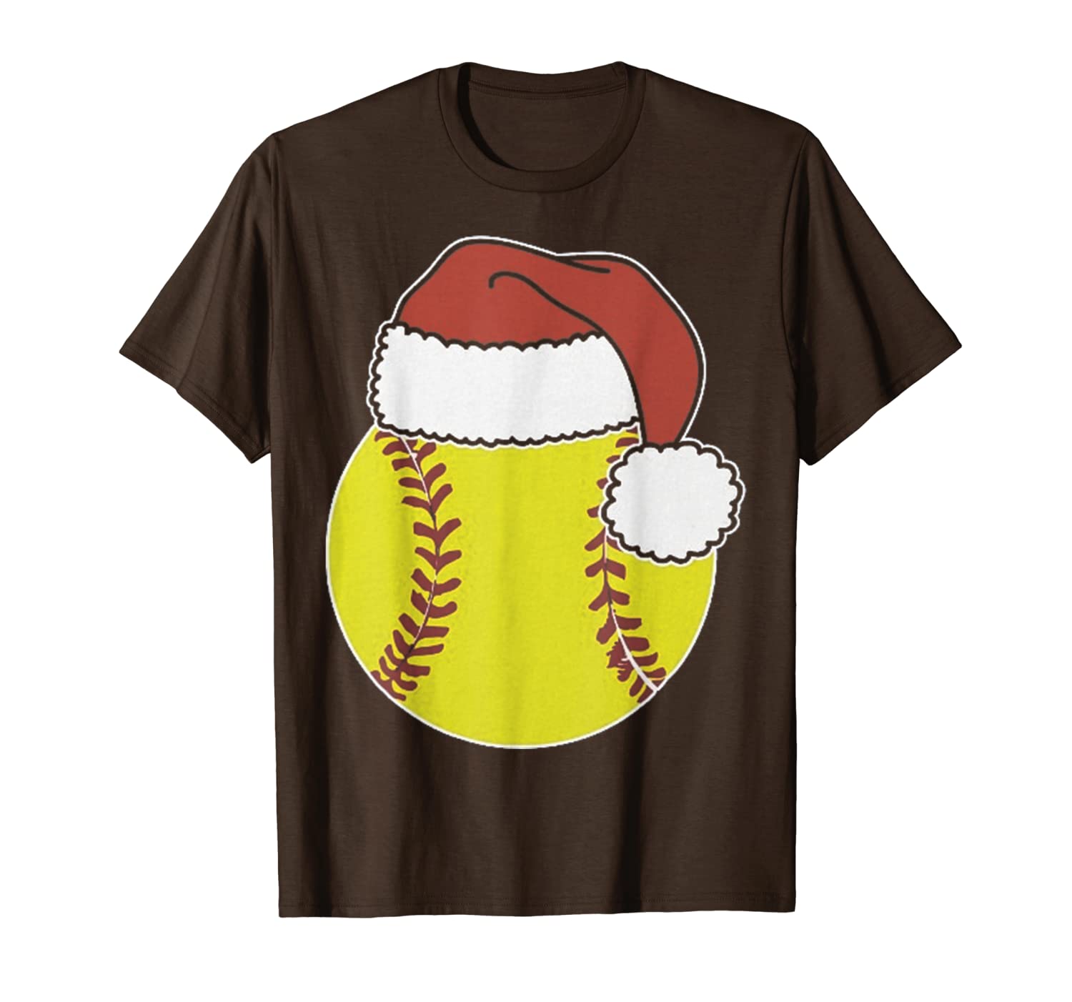 

softball ball in santa hat t-shirt, White;black