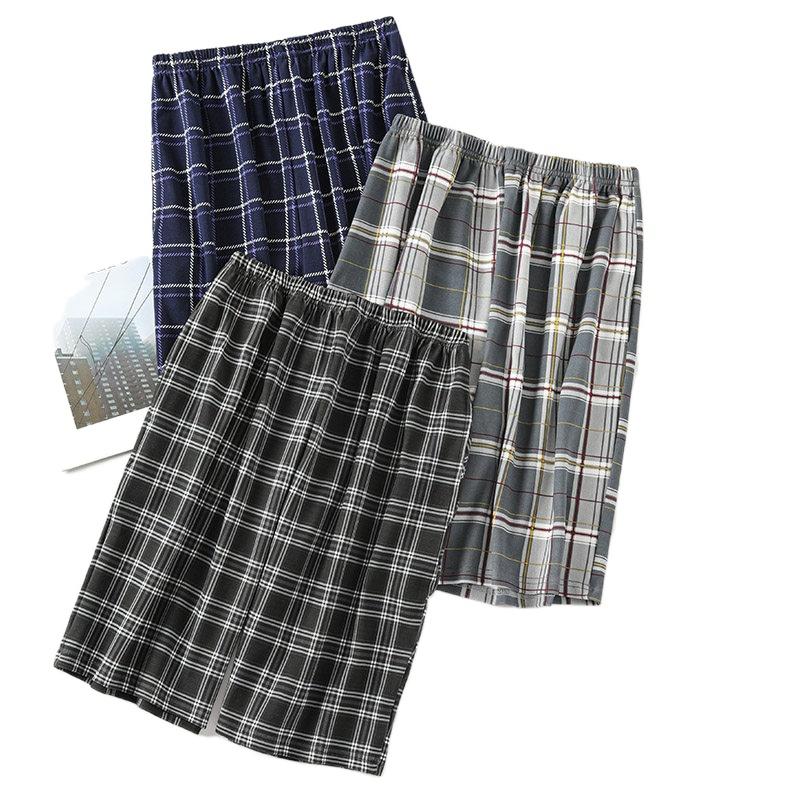 

Men's Sleepwear L-5XL Full Pure Cotton Short Trousers Plaid Sleep Pants Mens Pajamas Bottoms Pajama For Men Pijama Hombre, Black;brown