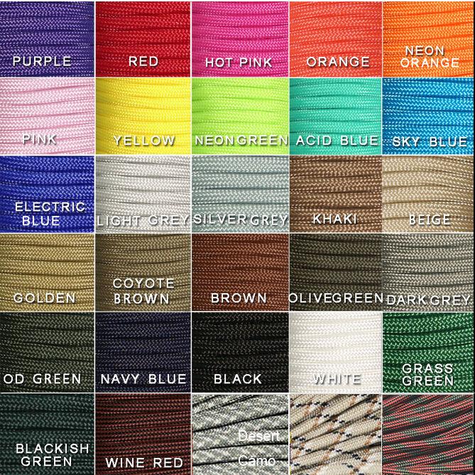 

30/50/100 FT 550lb Paracord Cord Parachute Lanyard with 7 Core Strand Rope 4mm Dia For Camping Hiking Outdoor Home Solid Colors