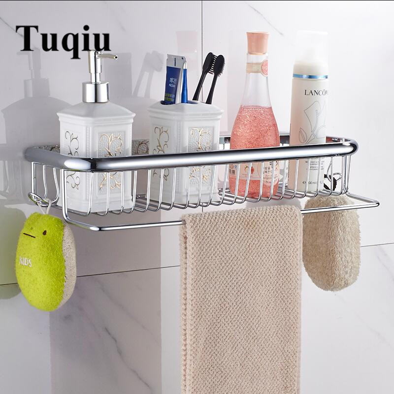 

2021 New Gold Shelf with Towel Hanger 30cm/45cm Shees Brass Shampoo Basket Bathroom Holder Eeci