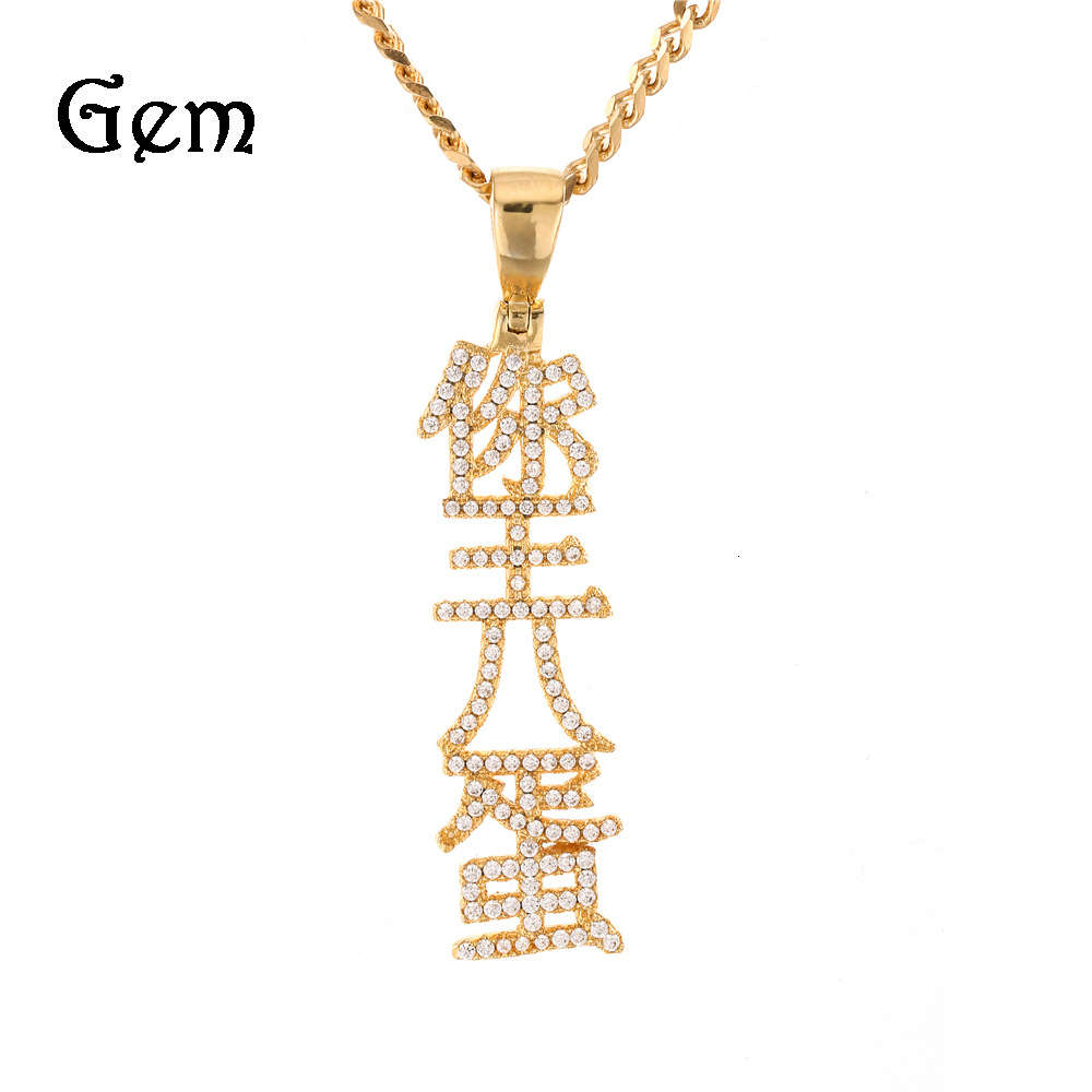 

Hip hop trend new men's creative mischief text jewelry micro inlaid zircon bastard Pendant