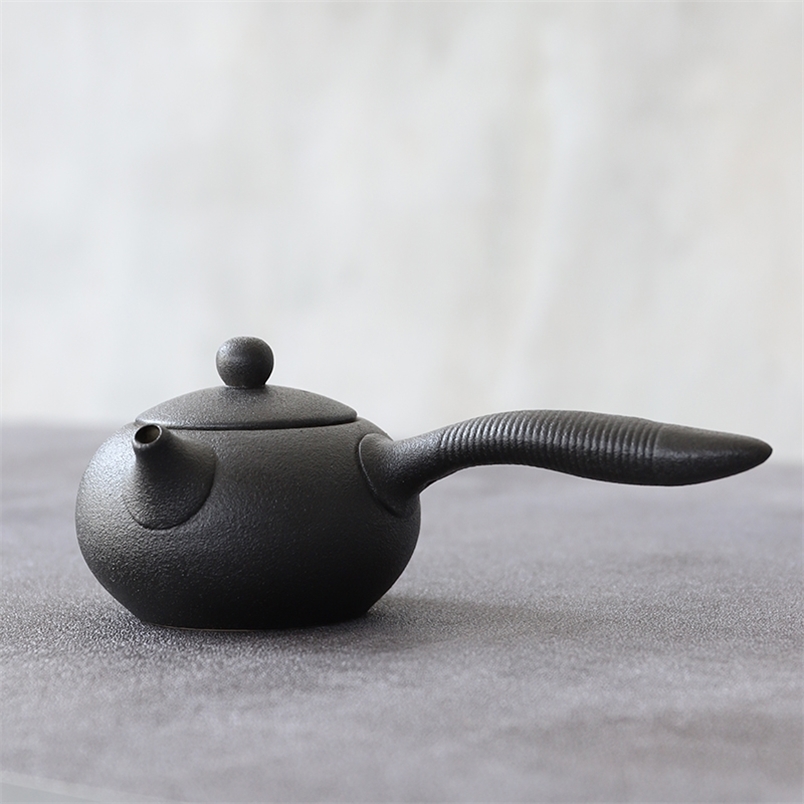 

LUWU black ceramic kyusu teapot kettle pot chinese kung fu sets 150ml 210813