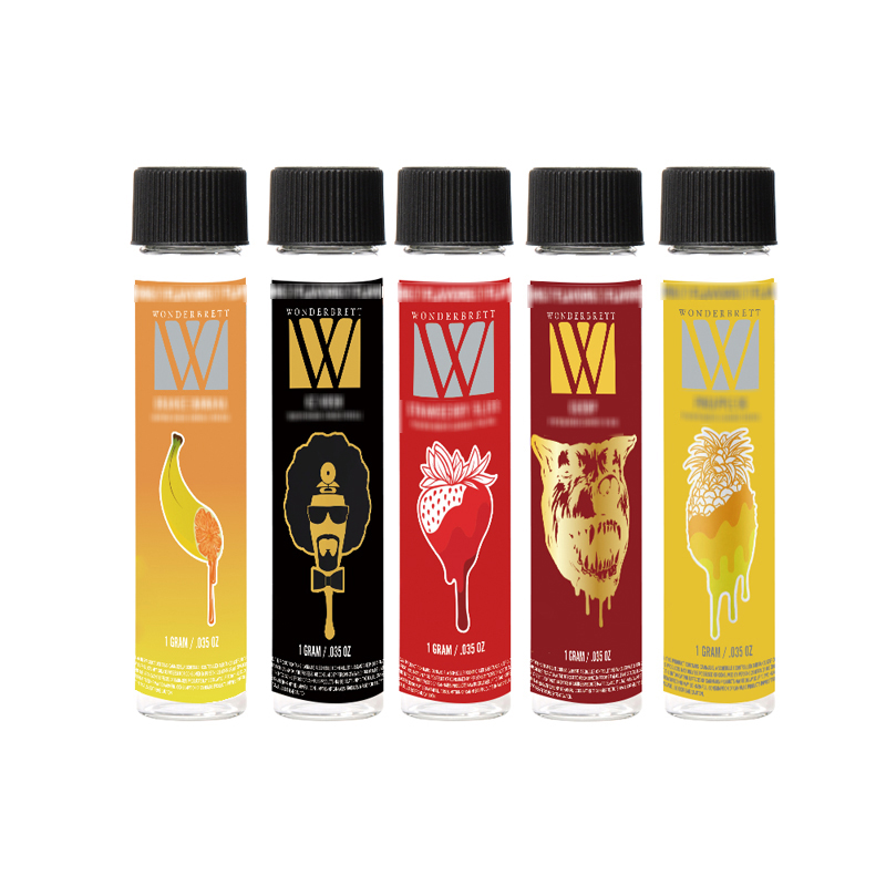

Newest Wonderbrett 1 Gram Pre Roll Packaging Tube Joints With Stickers Labels Jokes Up Runtz Moonrock Packwoods Dankwoods Glass Pre-roll Joint Tubes