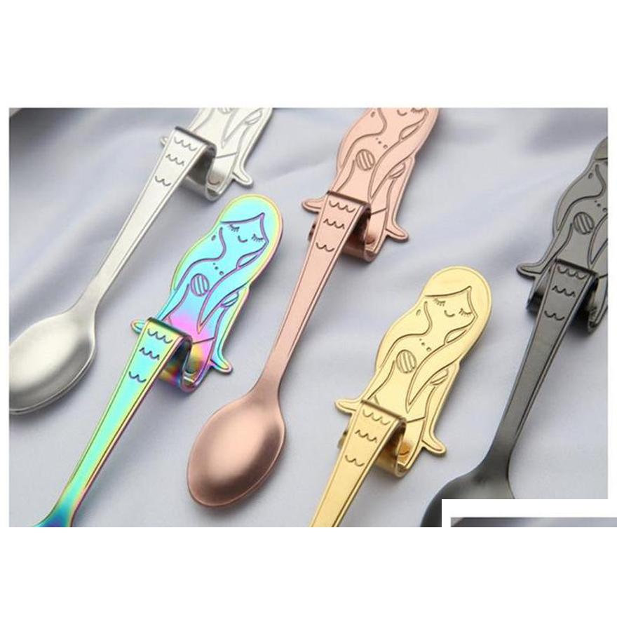 

Fancy Colored Mermaid Spoon Coffee Spoon Coffee Teaspoon Pvd Plated Stainless Steel 304 Gold Copper Black jllNfr soif