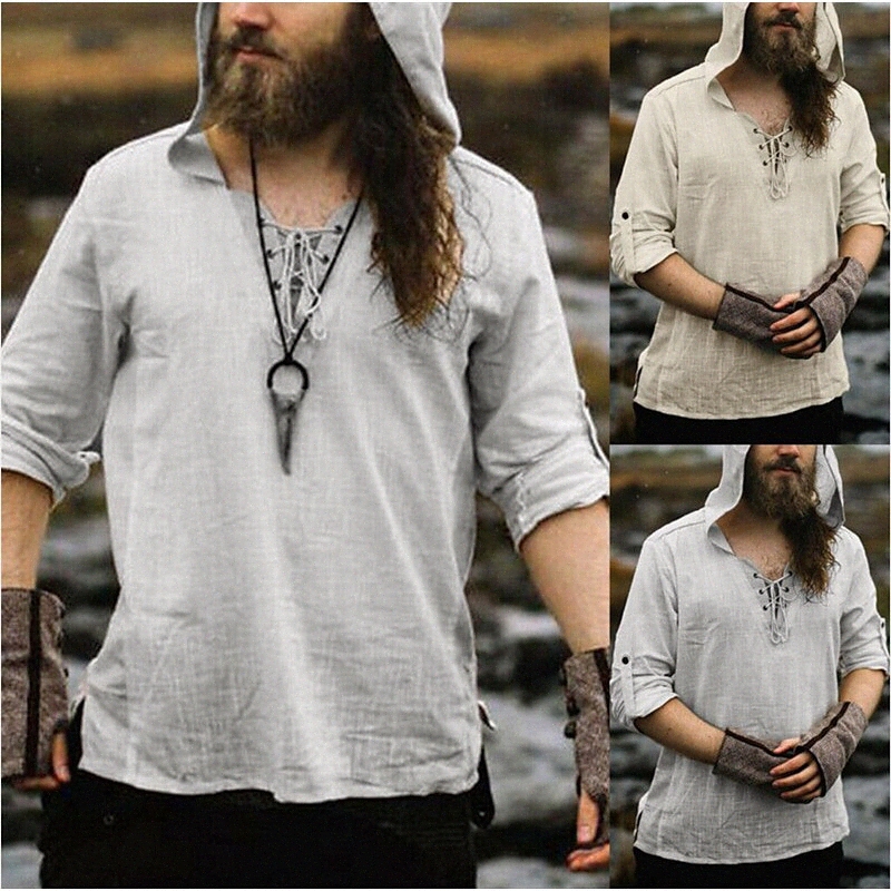 Men's Shirt Solid Colored V Neck Casual Daily Drawstring Long Sleeve Tops Linen Casual Fashion Breathable Comfortable Gray Khaki x2sG#