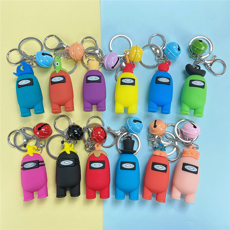 

Keychains Keyring Holder Among Us Action Figures 6cm PVC Doll Toys Gifts Bell Key Chain Rings Accessories Cute Cartoon Bag Charms Pendants, Slivery;golden