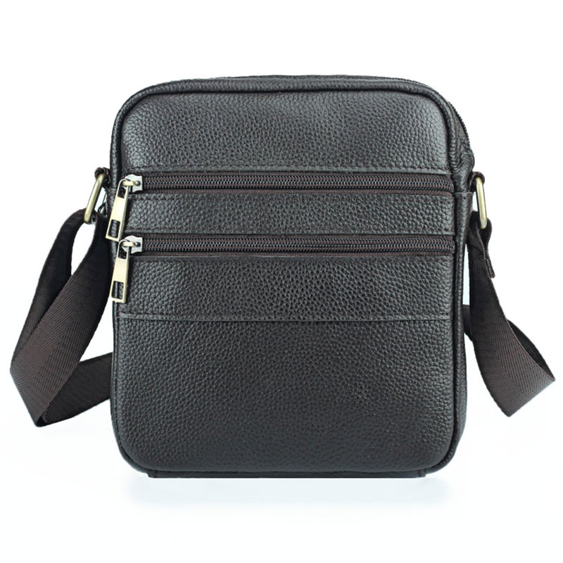 

Smally Men's Genuine Leather Crossbody High Quality Cowhide Pouch Messenger Bags, Black