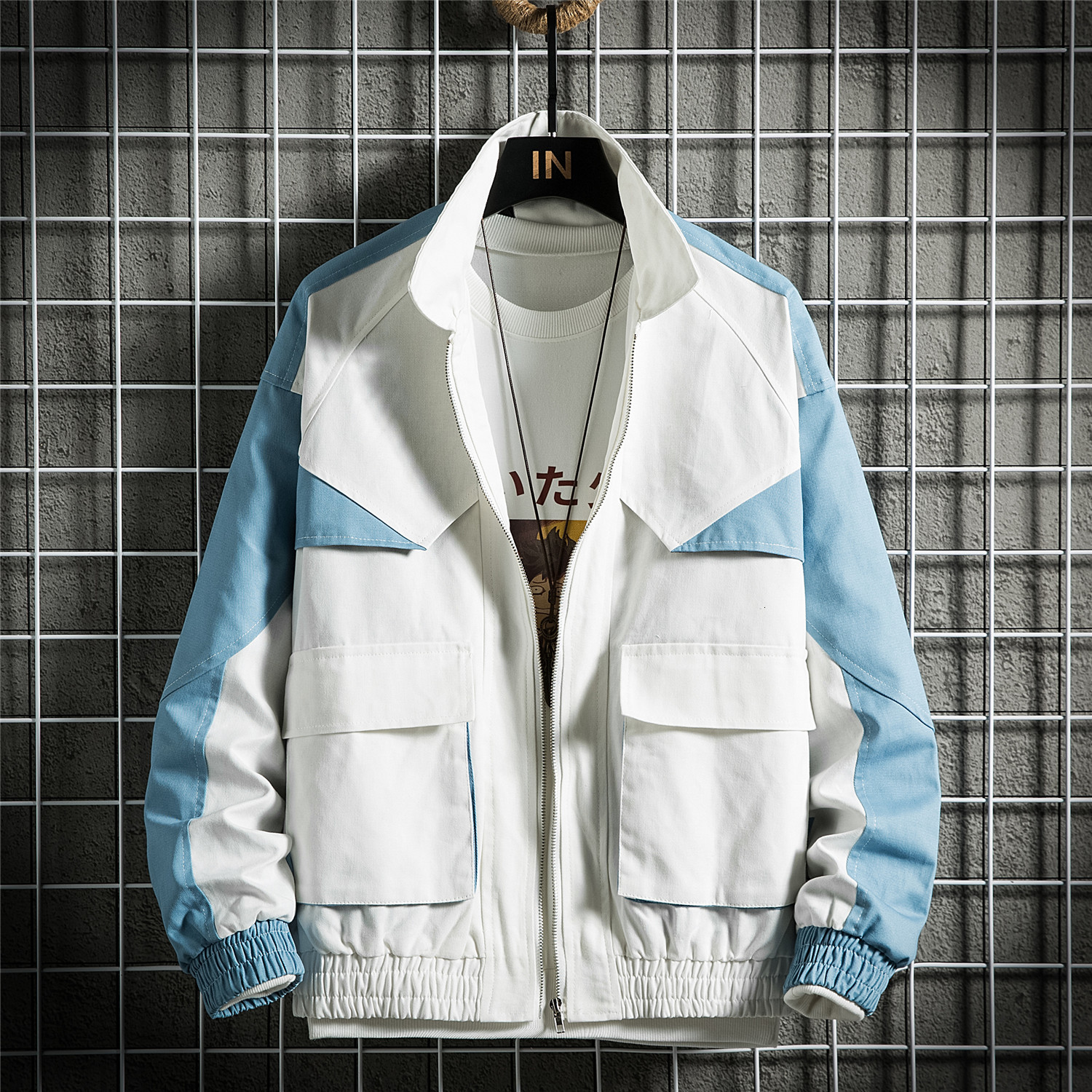 

New Harajuku Shredded 2021 Korean Autumn Streetwear Vintage Male Hip Hop Jacket Bomber Clothing Jackets 04s3, White